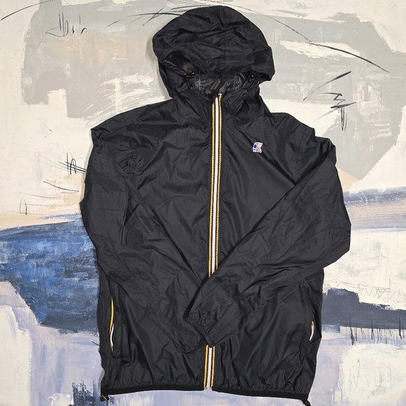 K-Way Other - K-Way Le Vrai 3.0 Claude Mens Black Full Zip Waterproof Hooded Packable Size Med